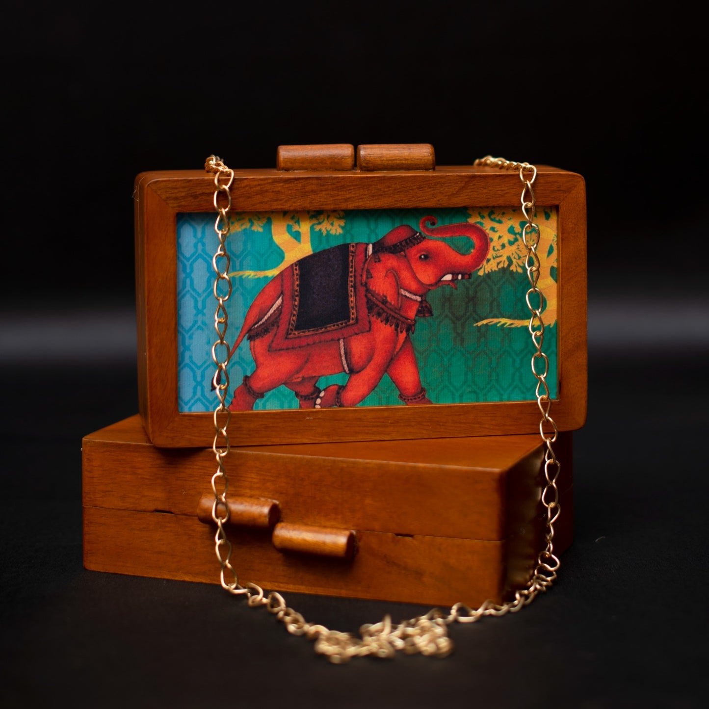 Wooden Printed Clutch