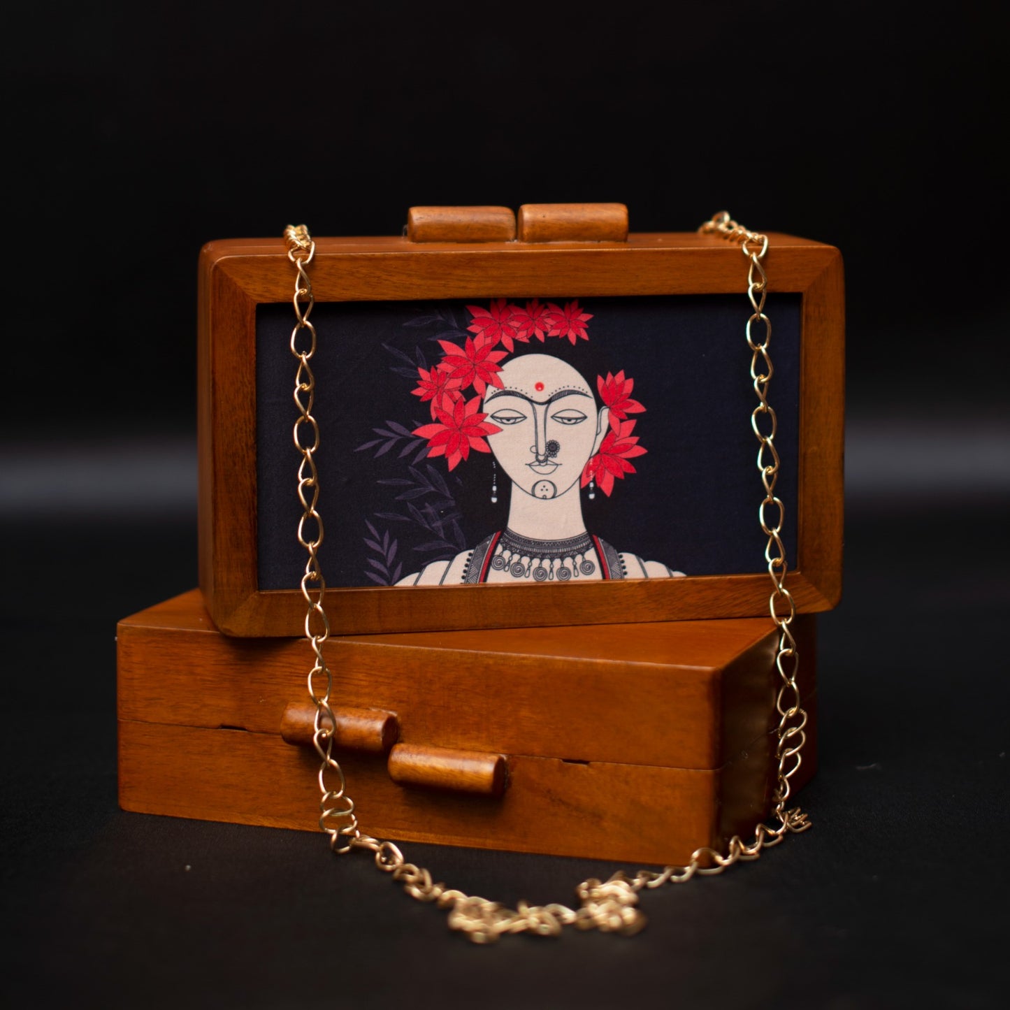Wooden Printed Clutch
