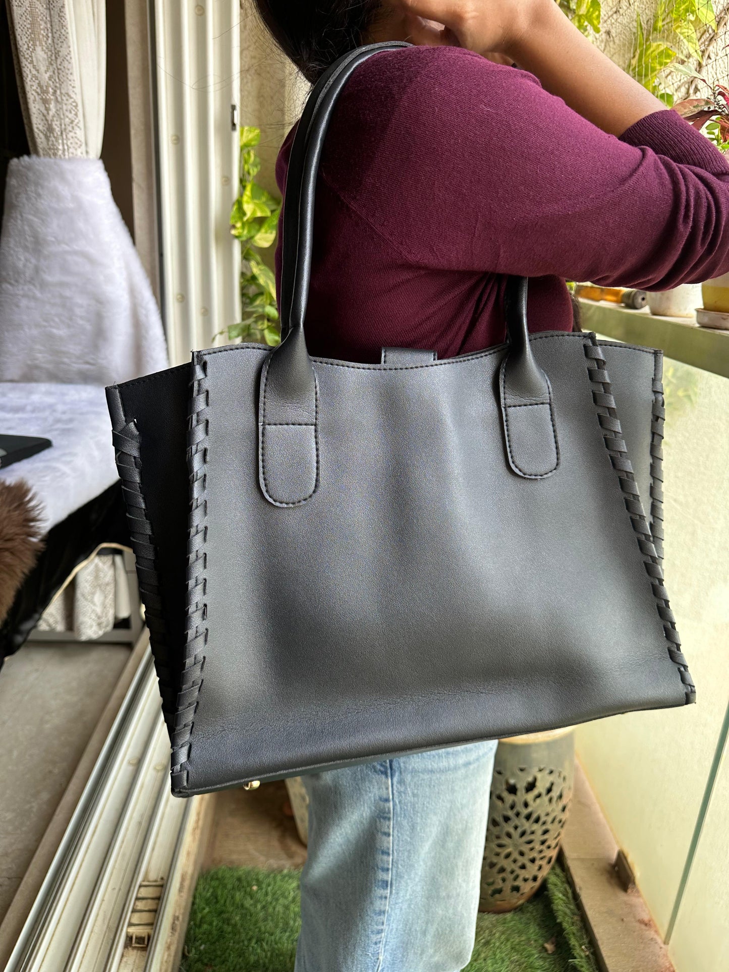 Side Braid Tote Bag