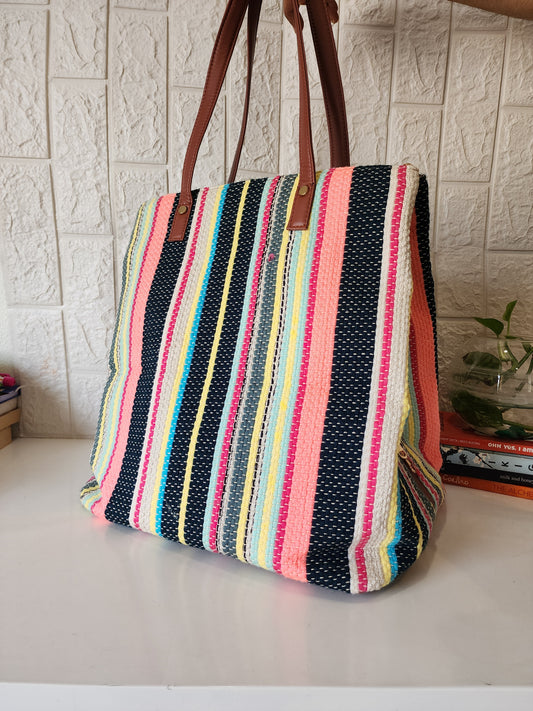 Three Partition Tote Bag with zip closure
