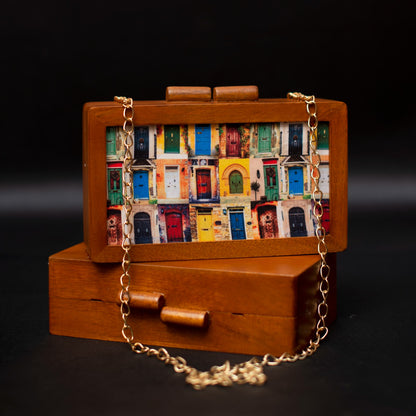 Wooden Printed Clutch