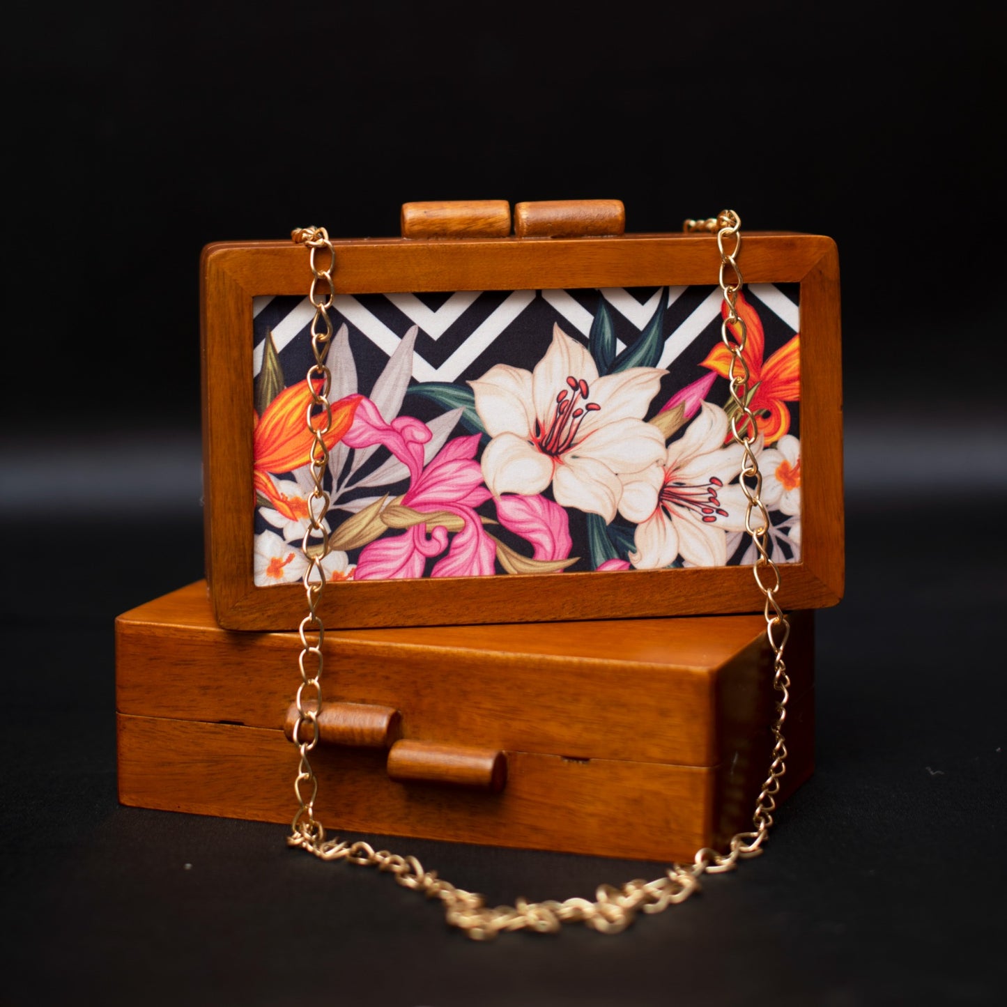 Wooden Printed Clutch