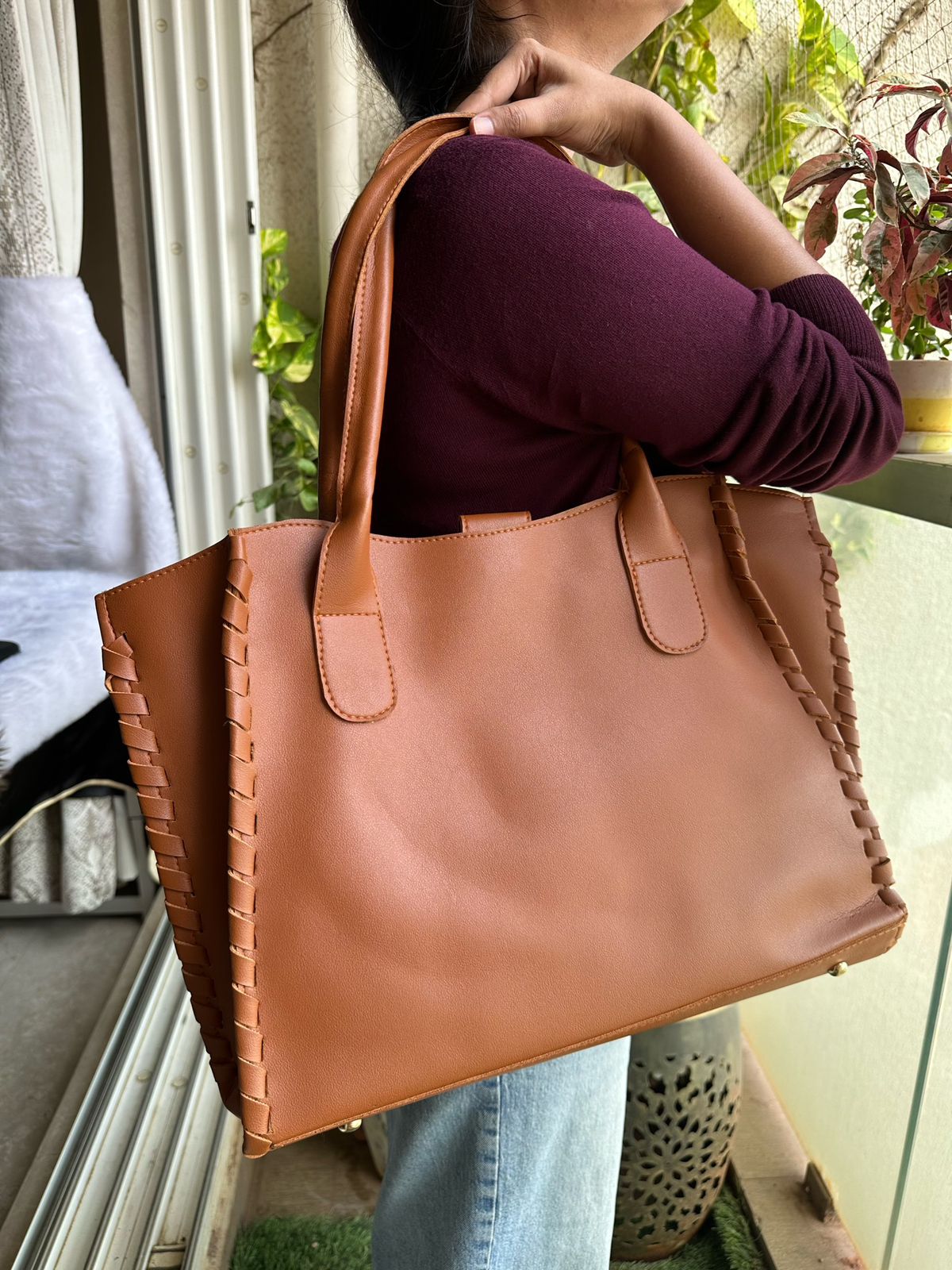 Side Braid Tote Bag