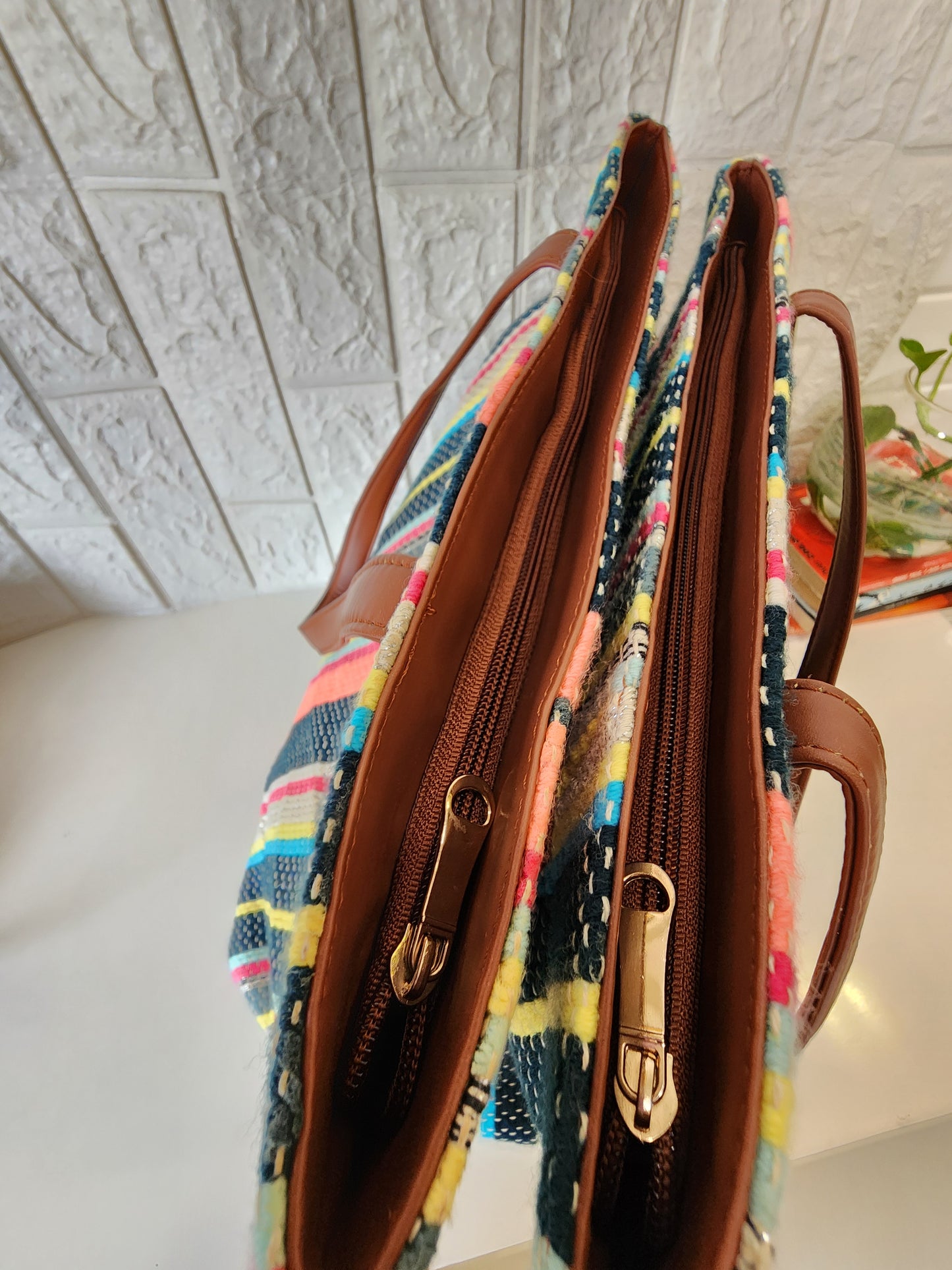 Three Partition Tote Bag with zip closure