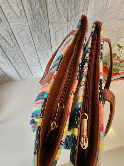 Three Partition Tote Bag with zip closure