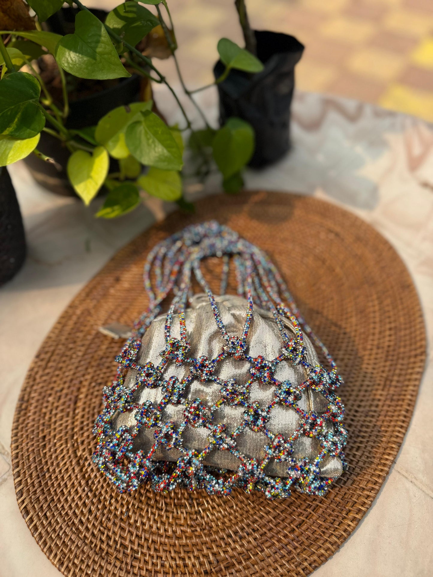 Rhinestone Mobile sling with Pouch