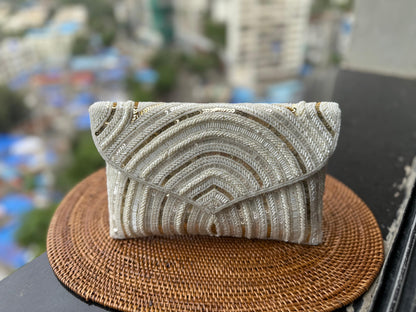 Embroidered Arc clutch
