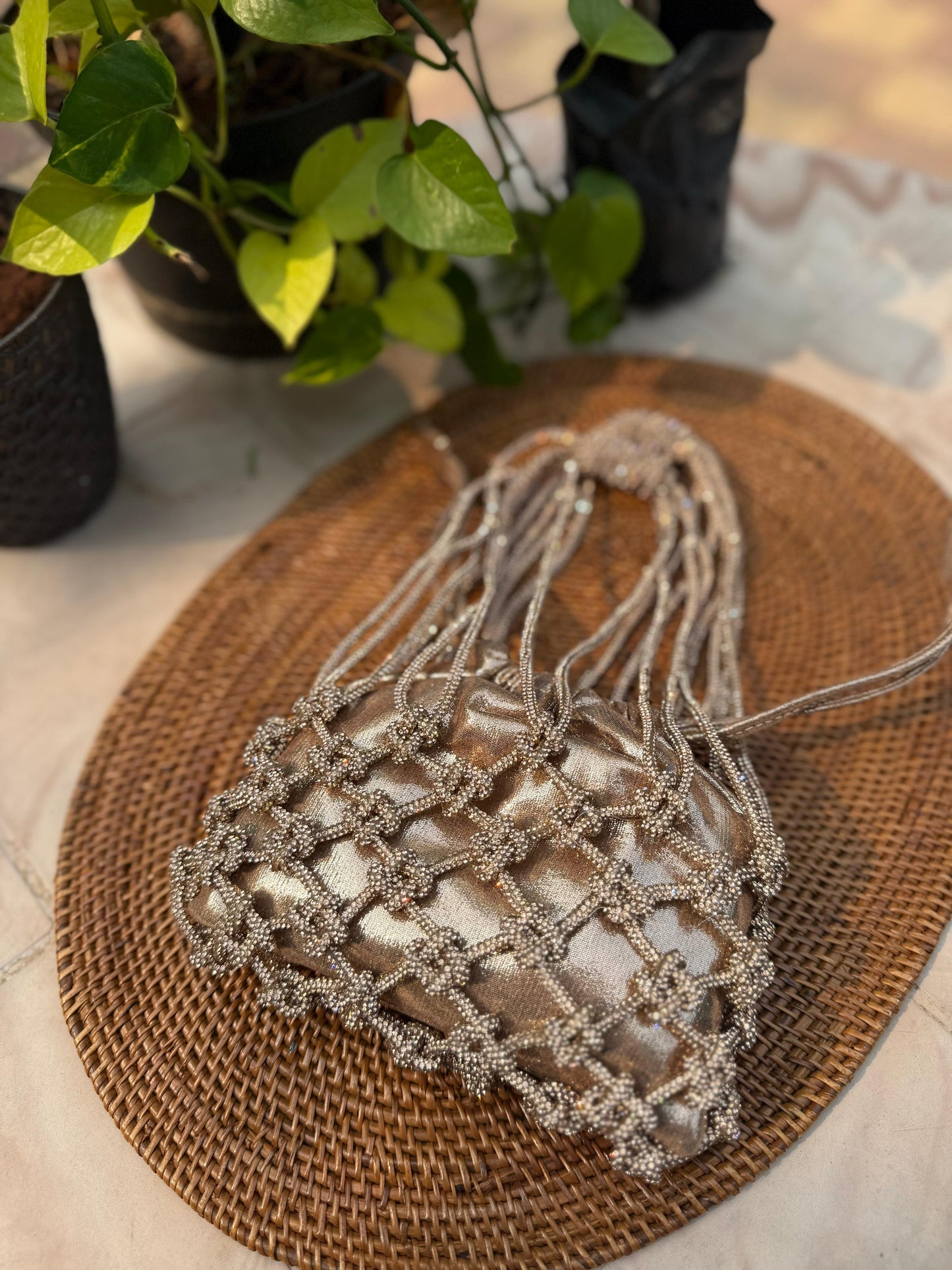 Rhinestone Mobile sling with Pouch