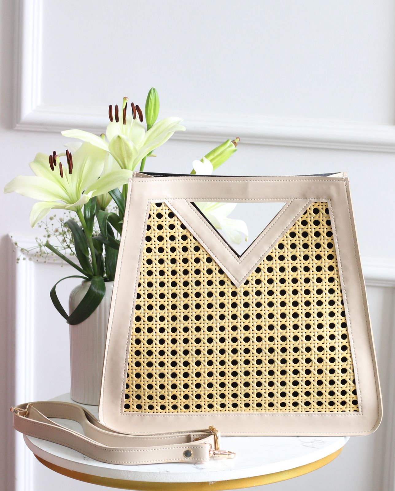 Triangle handle cane bag