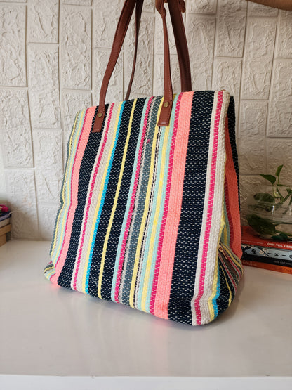 Three Partition Tote Bag with zip closure
