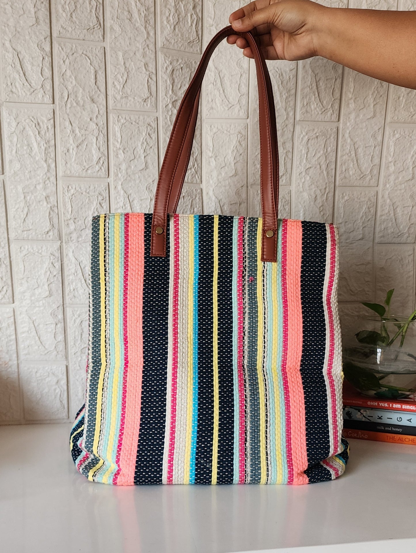 Three Partition Tote Bag with zip closure