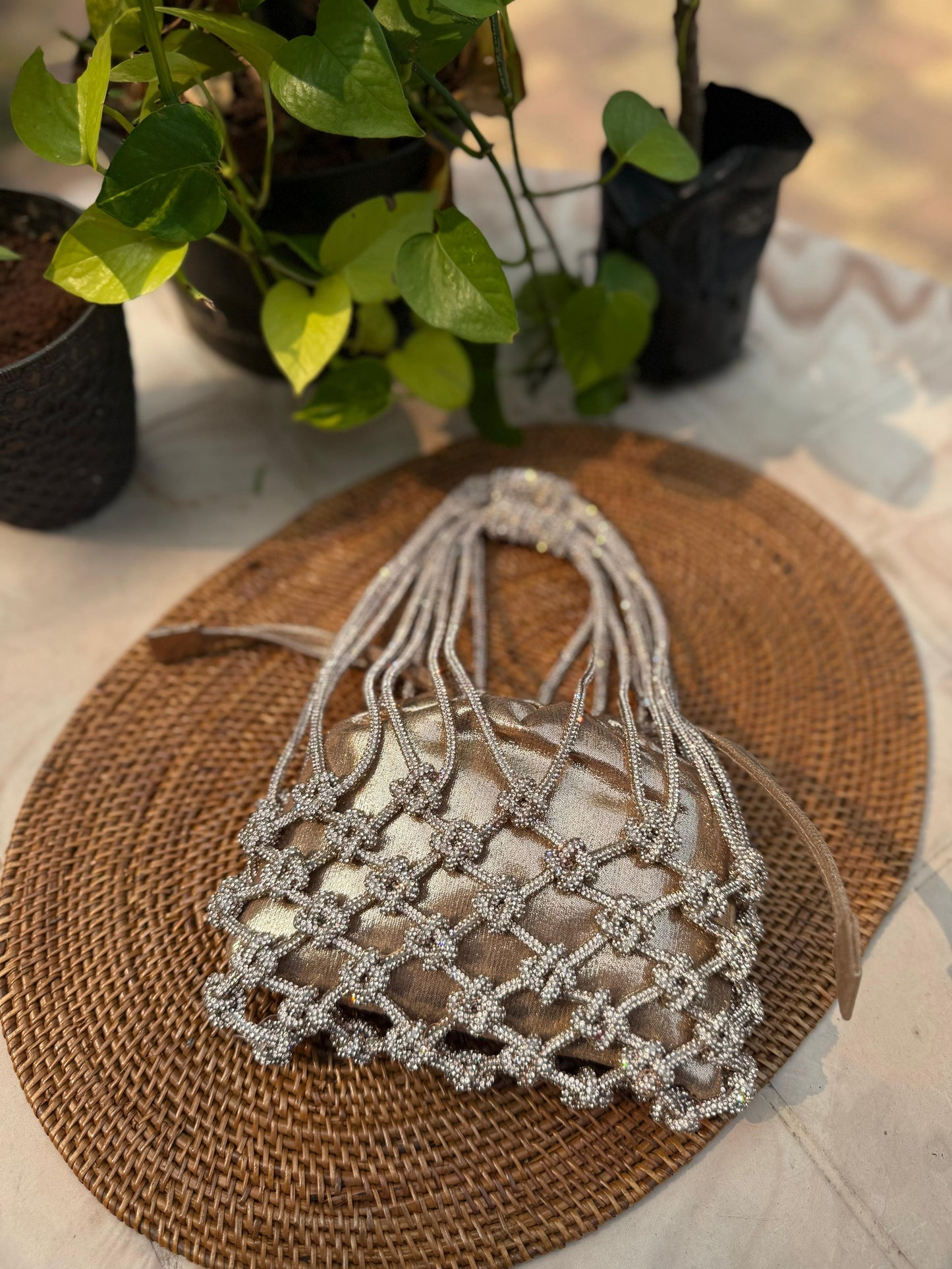 Rhinestone Mobile sling with Pouch