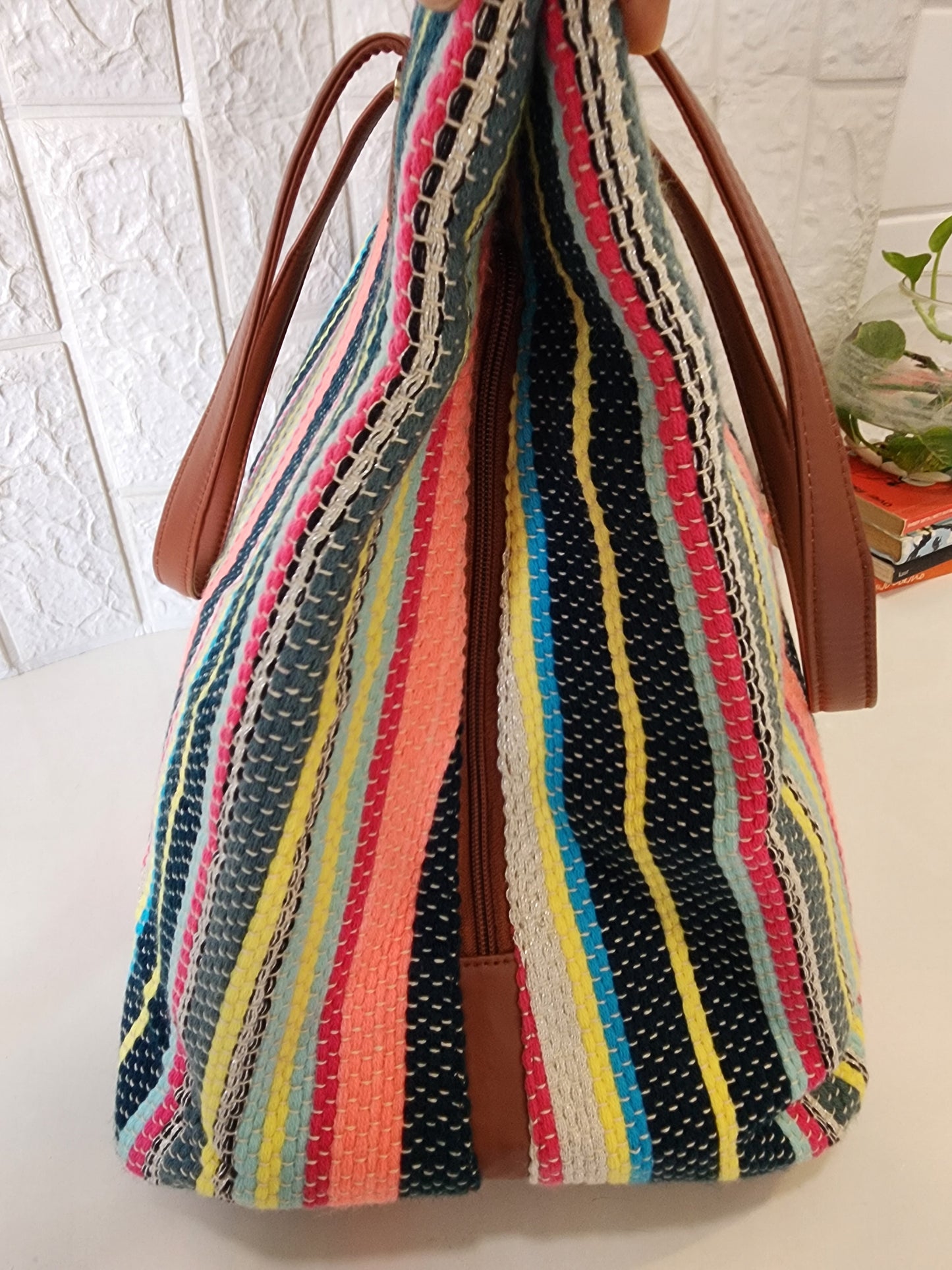 Three Partition Tote Bag with zip closure