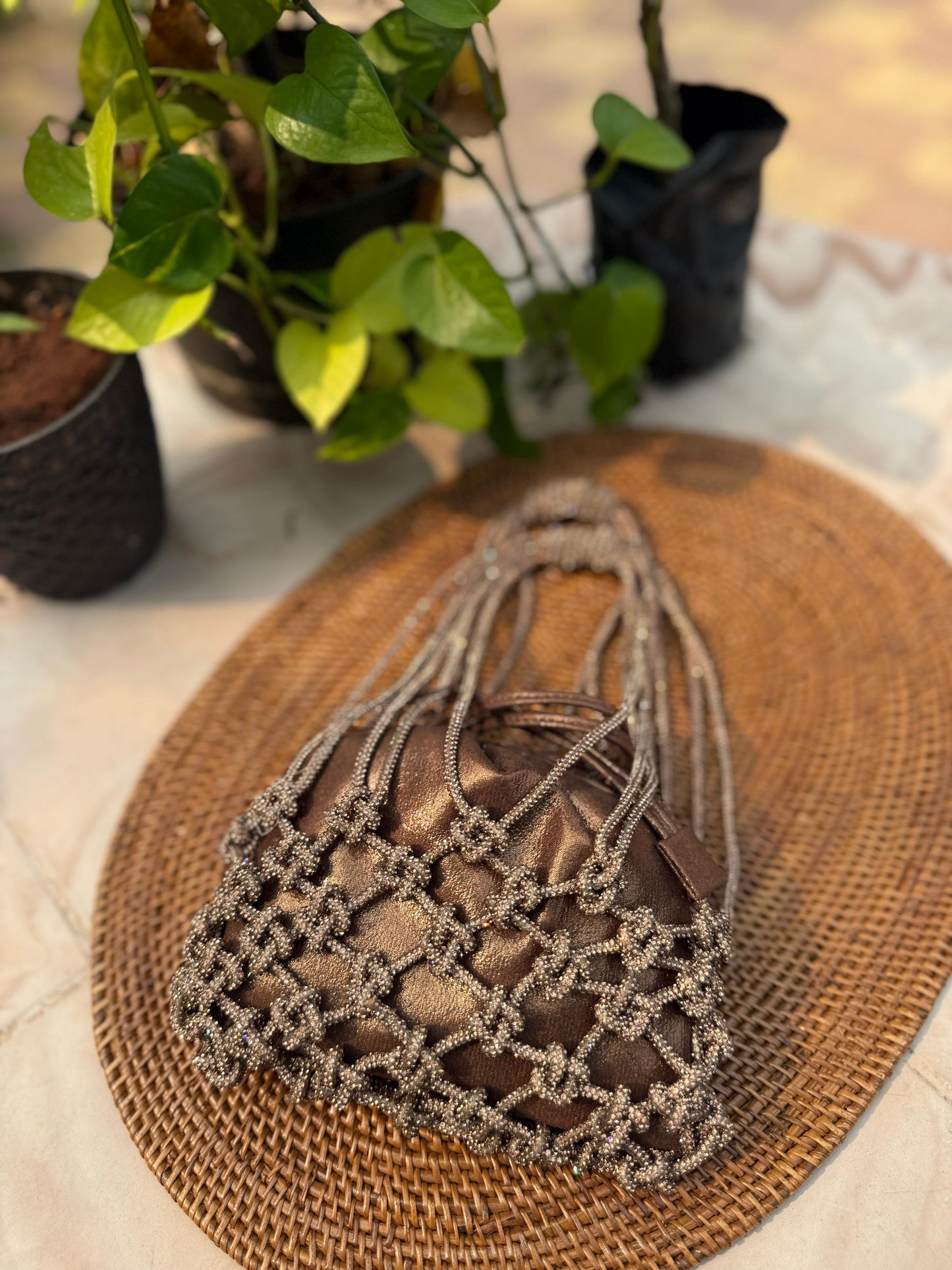 Rhinestone Mobile sling with Pouch